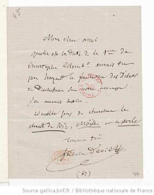 [lettre de félicien david à [...]david félicien btv1b53026088s